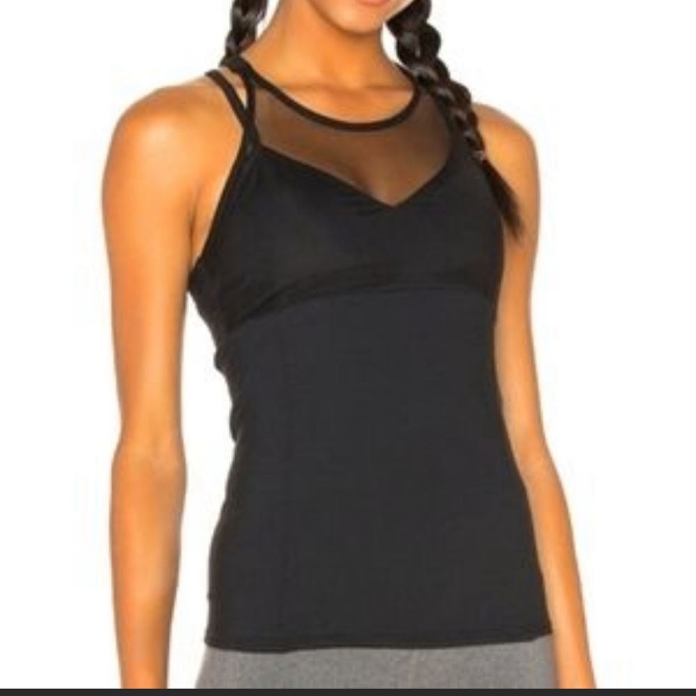SOLD/ No longer available. ALO Yoga Elite Black Mesh High Neck Yoga Top Size L